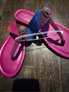 Kurt Geiger Pink and Blue Embellished Sandals